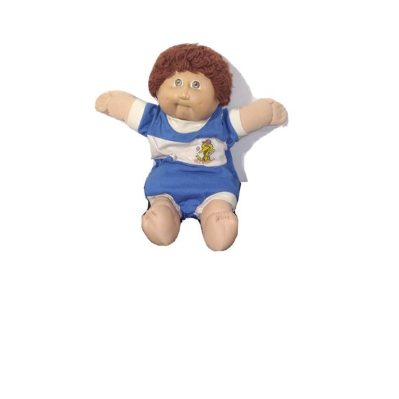 Vintage 1985 Cabbage Patch Boy Doll Brown Eyes Brown Curly Hair - Picture 1 of 8